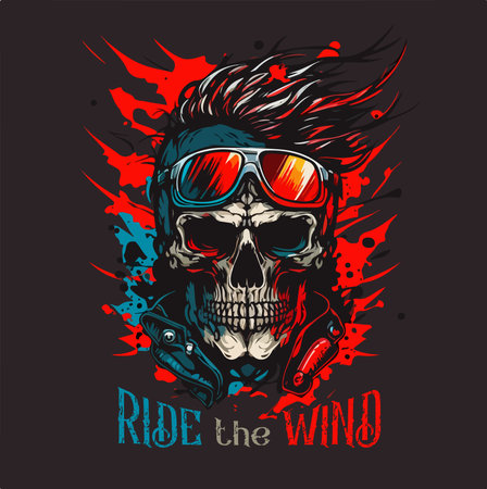 Skull Rider tshirt vector illustration.のイラスト素材