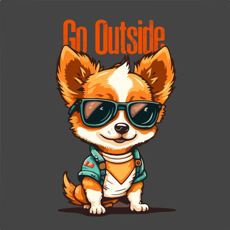 Cute cartoon chihuahua in sunglasses. Vector illustration.のイラスト素材