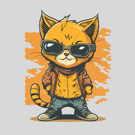 Vector cat character for t-shirt designのイラスト素材
