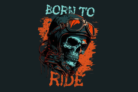 Vector skull born to ride art for t-shirtのイラスト素材