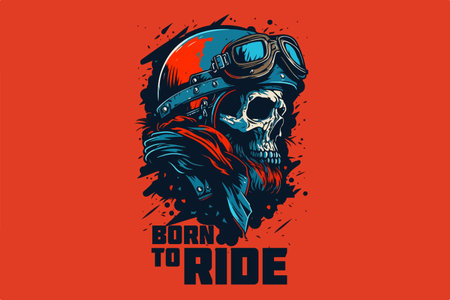Vector skull born to ride art for t-shirtのイラスト素材