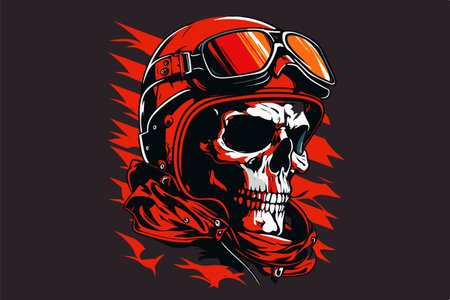 Vector skull biker art for t-shirtのイラスト素材