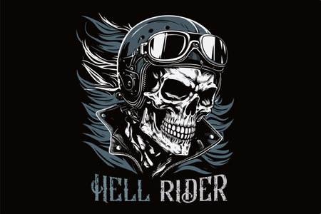 Vector skull hell rider art for t-shirtのイラスト素材