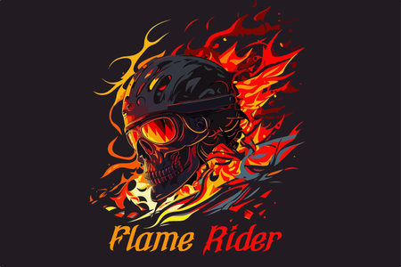 Vector skull flame rider art for t-shirtのイラスト素材