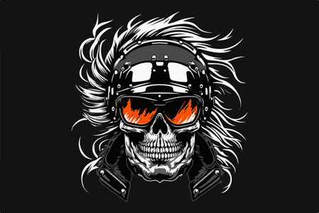 Vector skull biker art for t-shirtのイラスト素材