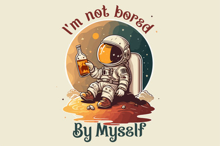 Astronaut vector i am not bored by myselfのイラスト素材