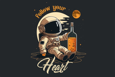 Astronaut vector Follow your Heartのイラスト素材