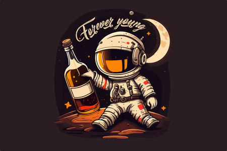 Astronaut vector t-shirt forever youngのイラスト素材