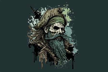 Skull Pirate rum vector illustrationのイラスト素材