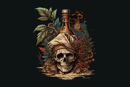 Skull Pirate rum vector illustrationのイラスト素材