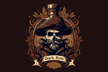 Skull Pirate rum vector illustrationのイラスト素材