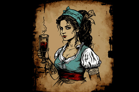 Girl vector illustration Pirate waitressのイラスト素材
