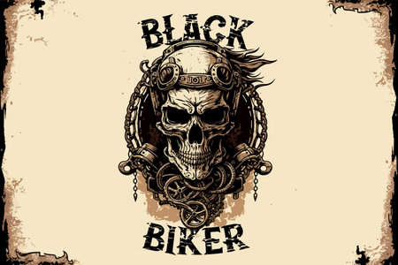 Skull, Biker. Vector illustration for t-shirtのイラスト素材