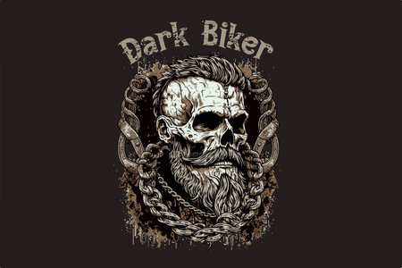 Skull, Biker. Vector illustration for t-shirtのイラスト素材
