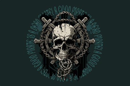 Skull pirate vector illustration for t-shirtのイラスト素材