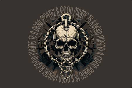 Skull pirate vector illustration for t-shirtのイラスト素材