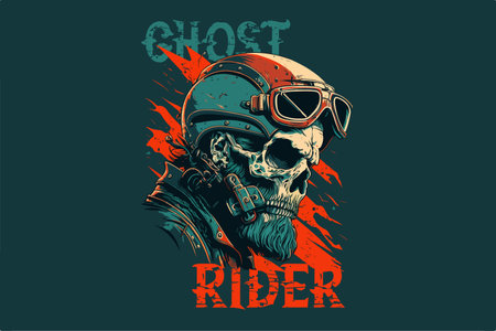 Skull, Biker. Vector illustration for t-shirtのイラスト素材