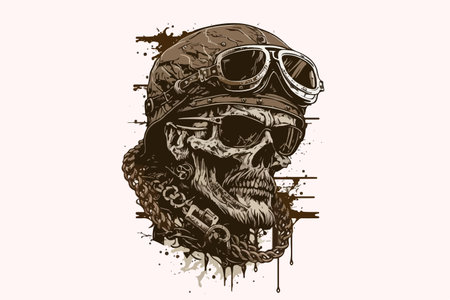 Skull, Biker. Vector illustration for t-shirtのイラスト素材
