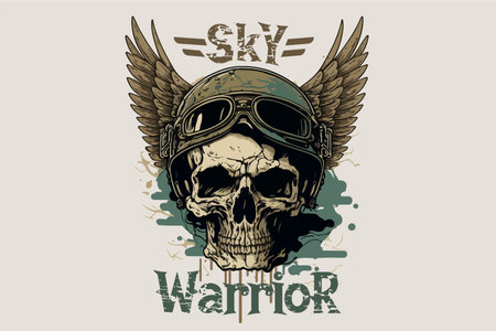 Skull, sky warrior. Vector illustrationのイラスト素材