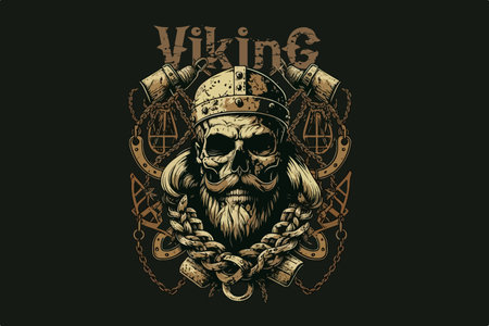 Skull viking vector illustrtion for t-shirtのイラスト素材