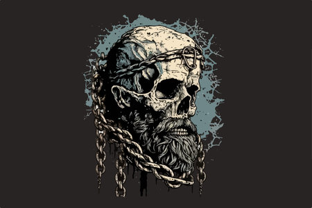 Skull viking vector illustrtion for t-shirtのイラスト素材