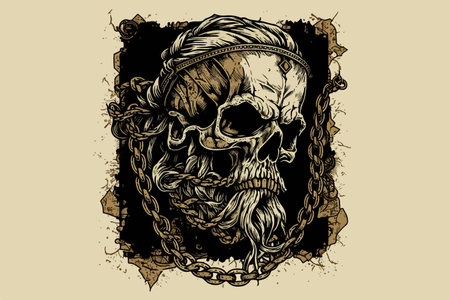 Skull viking vector illustrtion for t-shirtのイラスト素材