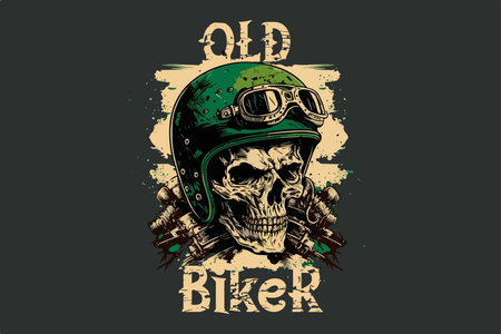 Skull, Biker. Vector illustration for t-shirtのイラスト素材