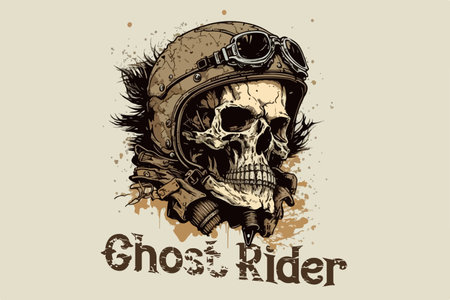 Skull, Biker. Vector illustration for t-shirtのイラスト素材
