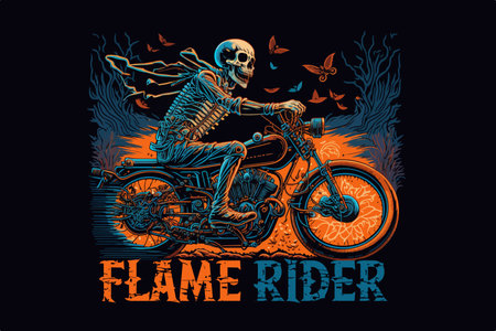 Skull, Biker. Vector illustration for t-shirtのイラスト素材