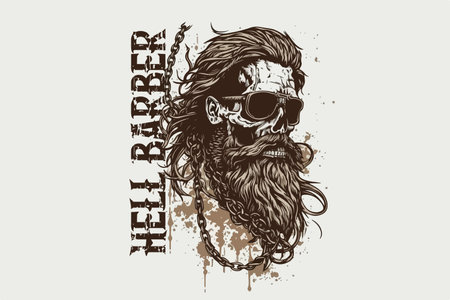Skull. Hell Barber Vector illustrationのイラスト素材