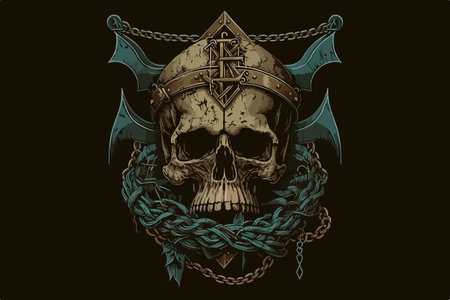 Skull, sky warrior. Vector illustrationのイラスト素材