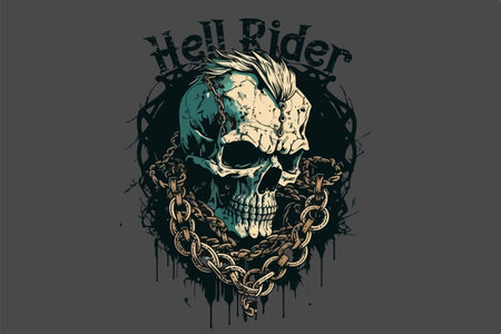 Skull, Biker. Vector illustration for t-shirtのイラスト素材