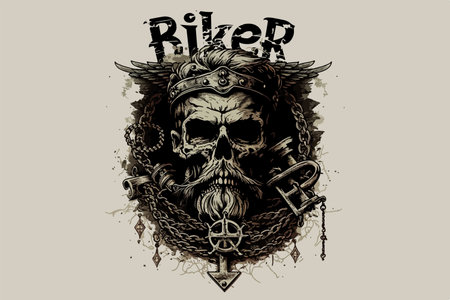 Skull, Biker. Vector illustration for t-shirtのイラスト素材
