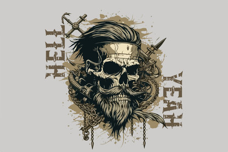Skull pirate vector illustration for t-shirtのイラスト素材