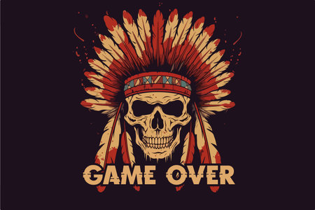 Indian chief skull vector vintage illustrationのイラスト素材