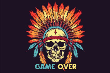 Indian chief skull vector vintage illustrationのイラスト素材