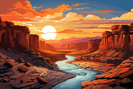 Vector beautiful nature. Canyon landscape.のイラスト素材