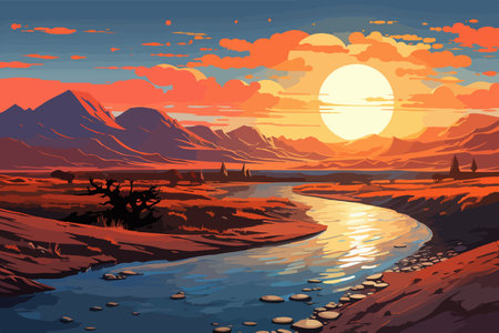 Vector beautiful nature. Sans dune landscapeのイラスト素材