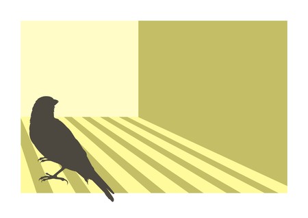 Canary bird silhouette with geometric backgroundのイラスト素材