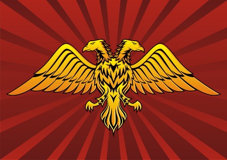 Double headed eagle in dark red backgroundのイラスト素材