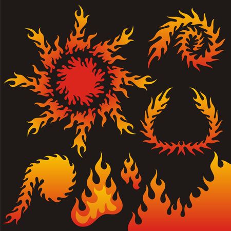 A collection of vector flame elements.のイラスト素材