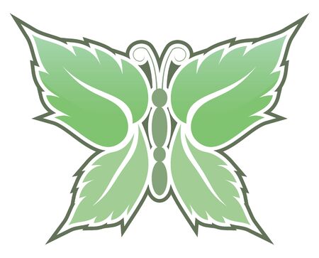 Butterfly made with mint leaves icon isolated on white background.のイラスト素材