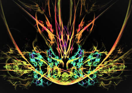 Abstract spectacular fractal composition on a black background. Generated by computer.の写真素材