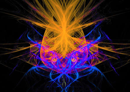 Abstract spectacular fractal composition on a black background. Generated by computer.の写真素材