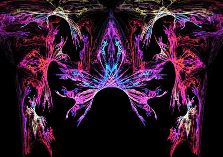 Abstract spectacular fractal composition on a black background. Generated by computer.の写真素材