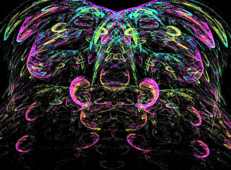 Abstract spectacular fractal composition on a black background. Generated by computer.の写真素材