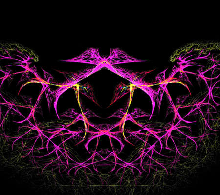 Abstract spectacular fractal composition on a black background. Generated by computer.の写真素材