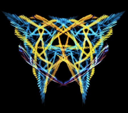 Spectacular colorful abstract fractal star composition on a dark background.の写真素材