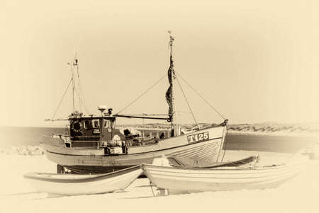 Danish fishing boat on the beachのeditorial素材