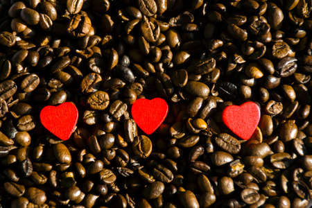 Coffee Beans with heartの写真素材